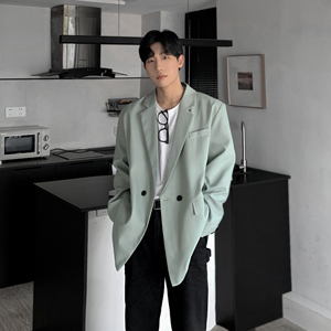 垫肩休闲西服男春秋款宽松炸街西装高级设计感韩版外套F503-P95图片