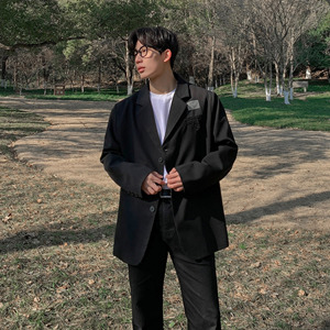 休闲西装外套男春秋季宽松上衣韩版男士套装雅痞帅小西服F501-P95图片