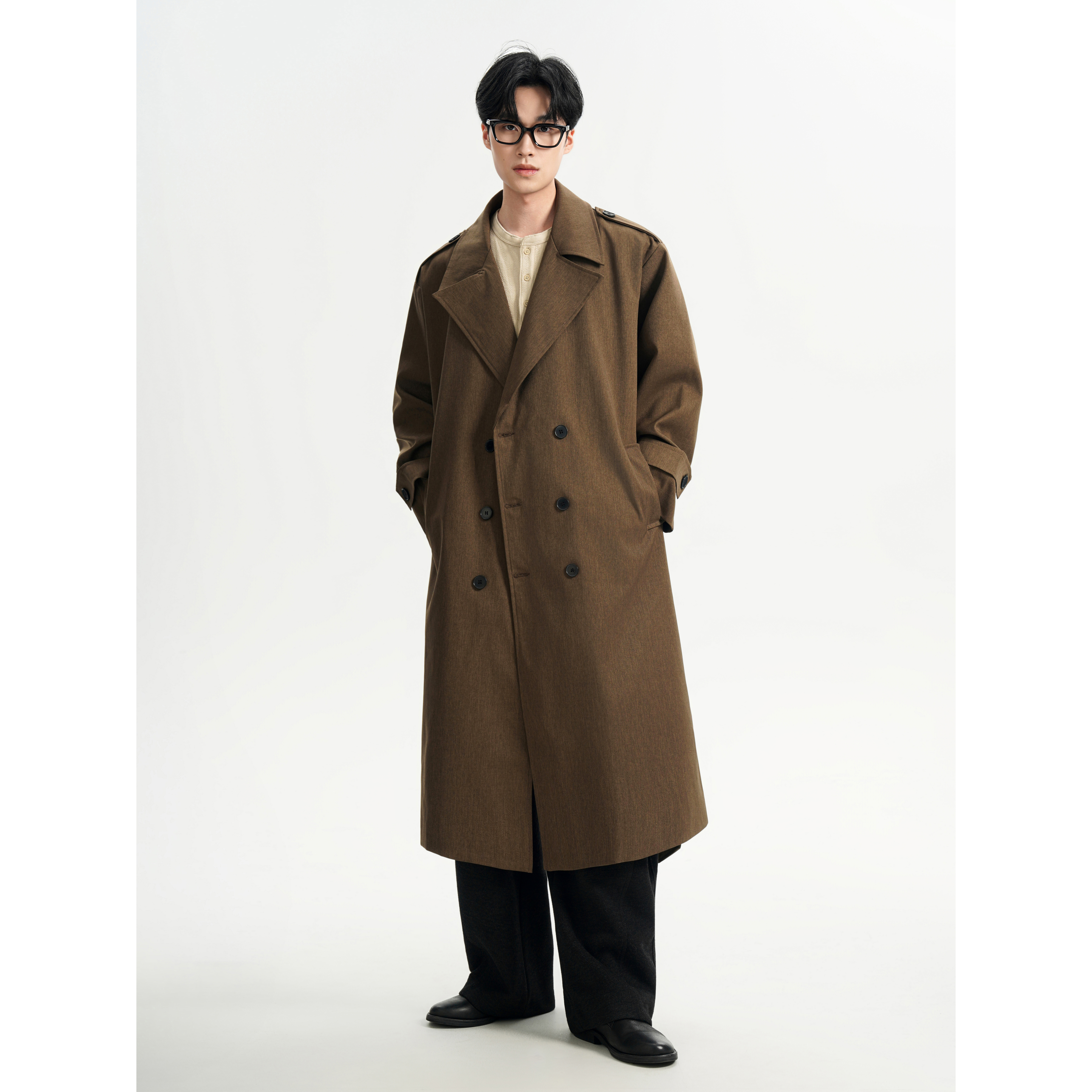 直播品质秋冬新款男士中长款风衣过膝风衣韩版韩系大衣F999，男装风衣，电商A152