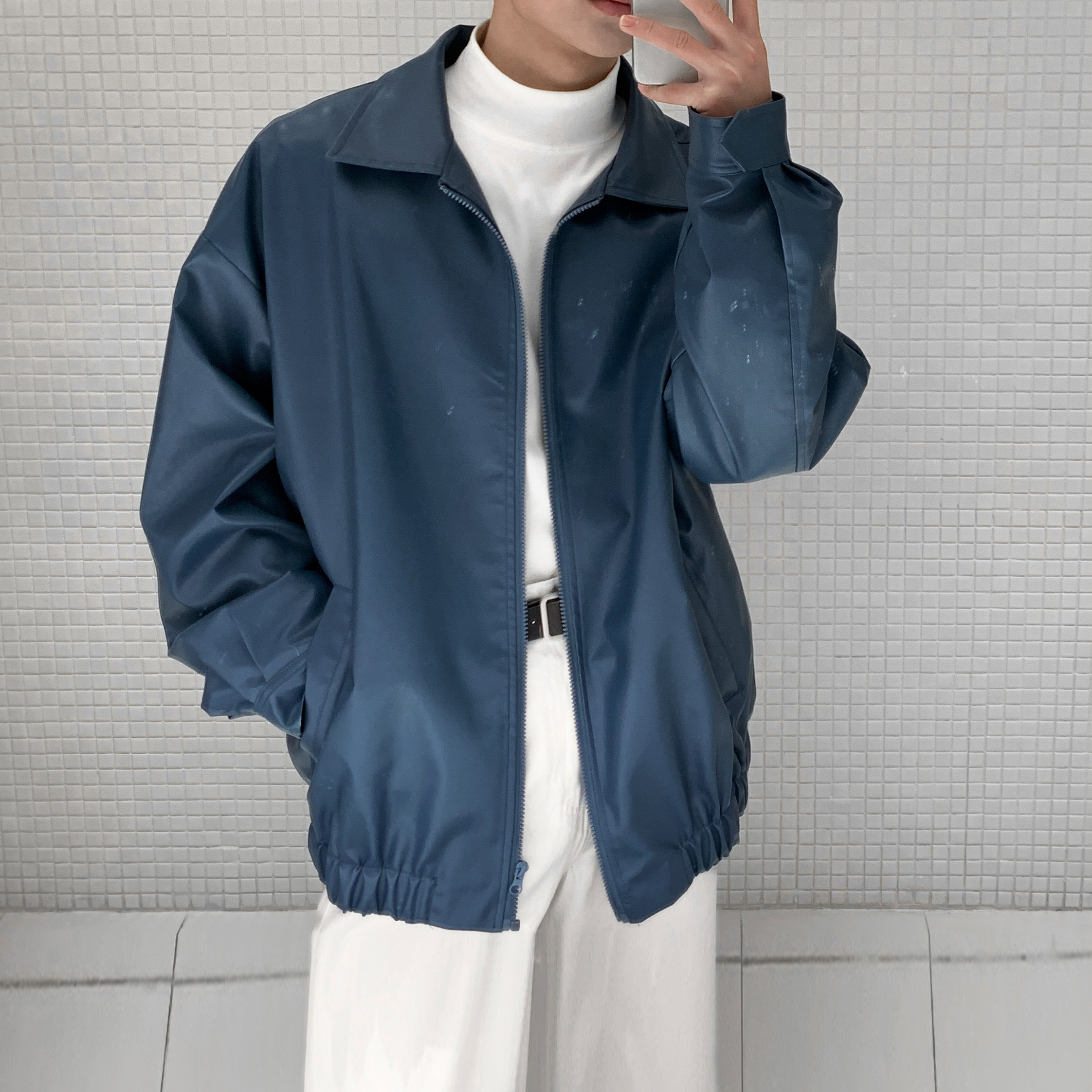 美式复古机车皮夹克男新款设计感pu皮衣情侣宽松上衣外套PY22-P95