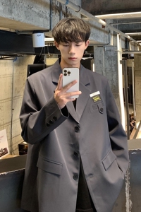 小西装外套男春秋ins痞帅高级感男装oversize休闲西服F107-P95图片
