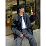 机车皮衣男炸街痞帅大码胖子外套oversize宽松韩版皮夹克PY12-P95，男装夹克，电商A152