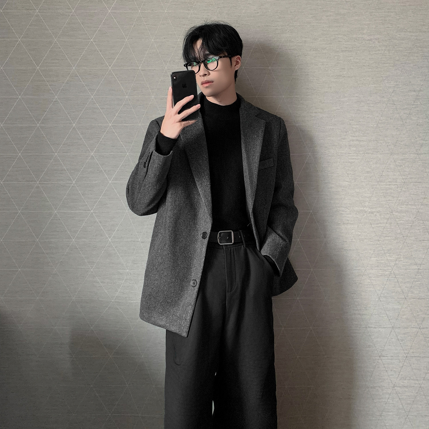 毛呢大衣男韩版宽松垫肩小西装西服外套F359-P108,男装西服套装,电商A152