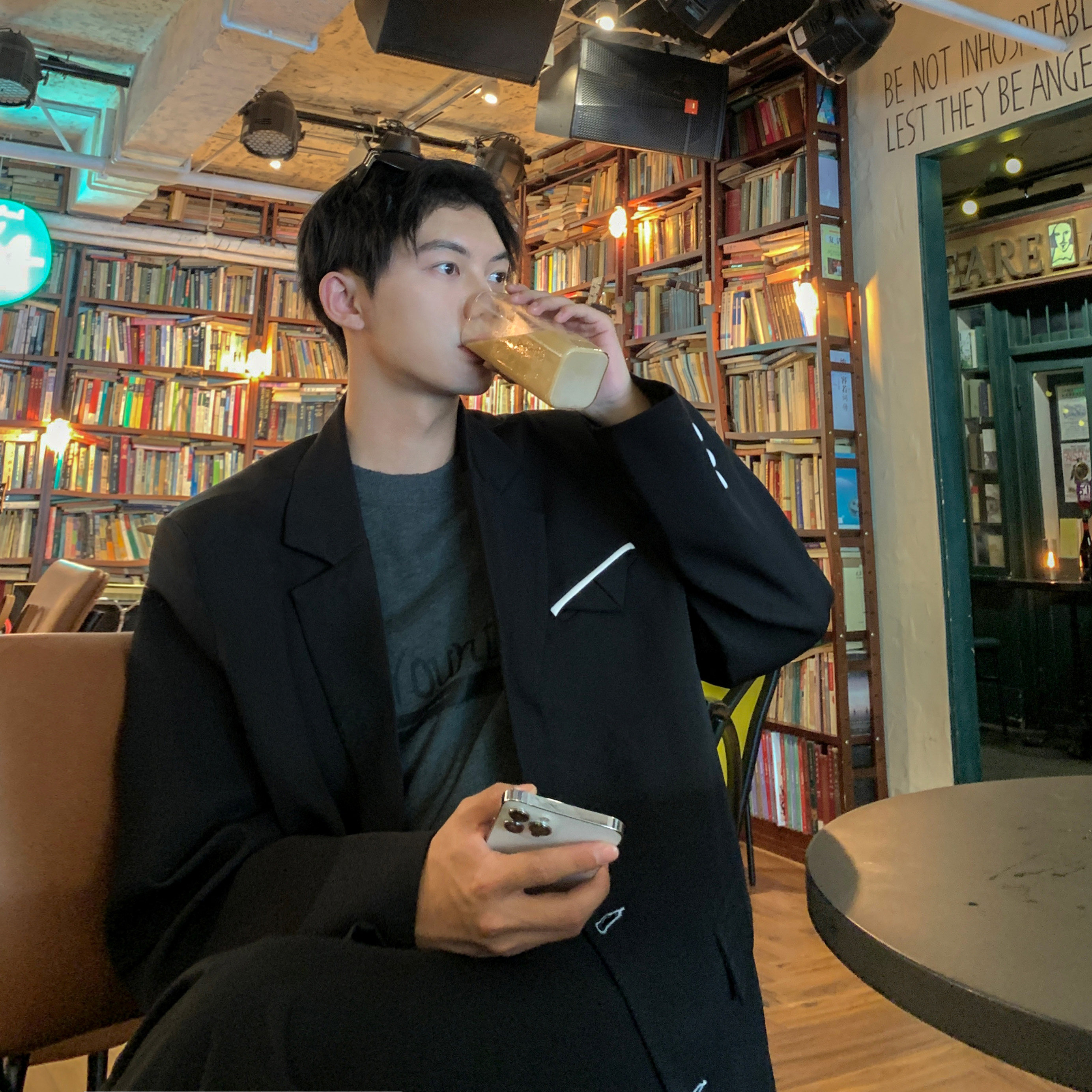 西服外套男秋季高级感英伦雅痞男装oversize垫肩白色西装F172-P95,男装西服套装,电商A152