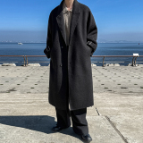 手工双面呢大衣秋冬韩版中长款毛呢大衣男过膝羊毛大衣F771-P198，男装毛呢大衣，电商A152
