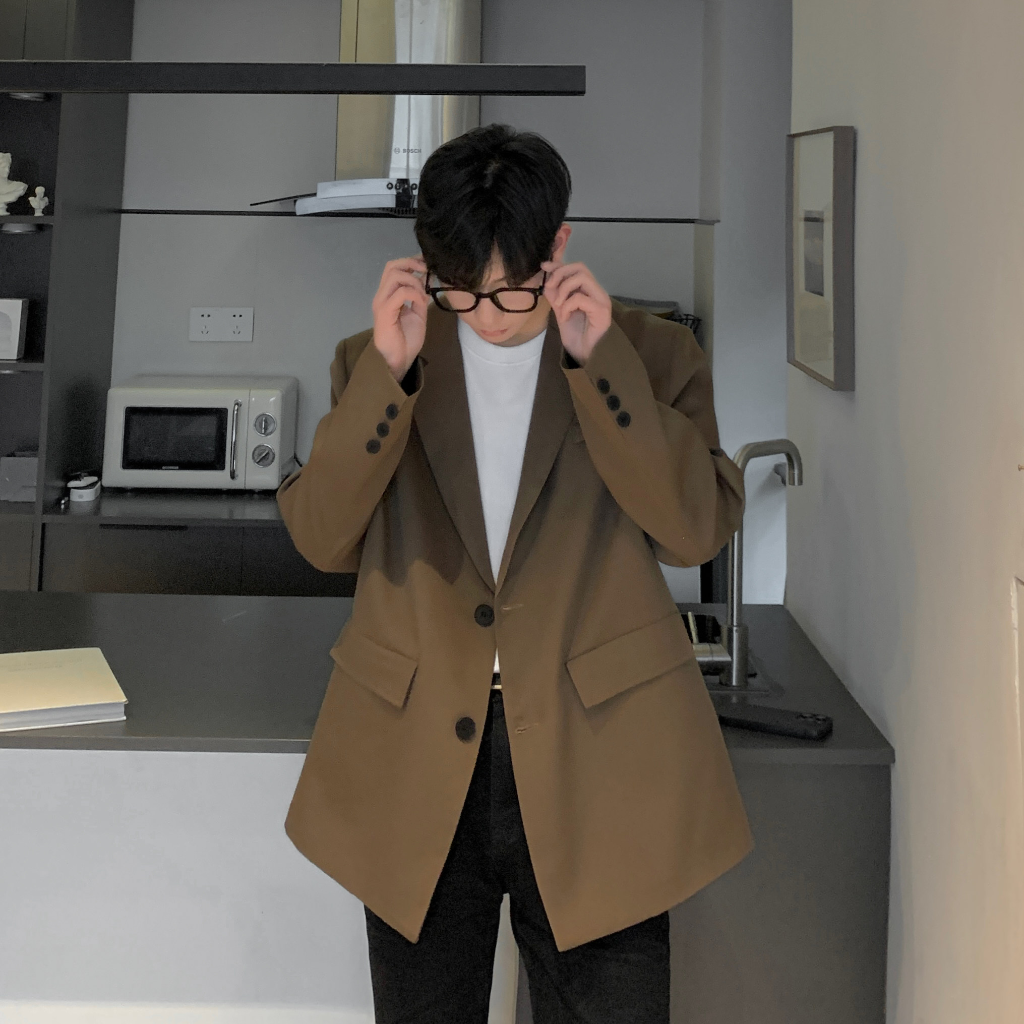 oversize西服男秋季潮痞帅宽松韩版休闲西装百搭外套XF130-P95，男装西服套装，电商A152