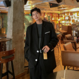 西服外套男秋季高级感英伦雅痞男装oversize垫肩白色西装F172-P95，男装西服套装，电商A152