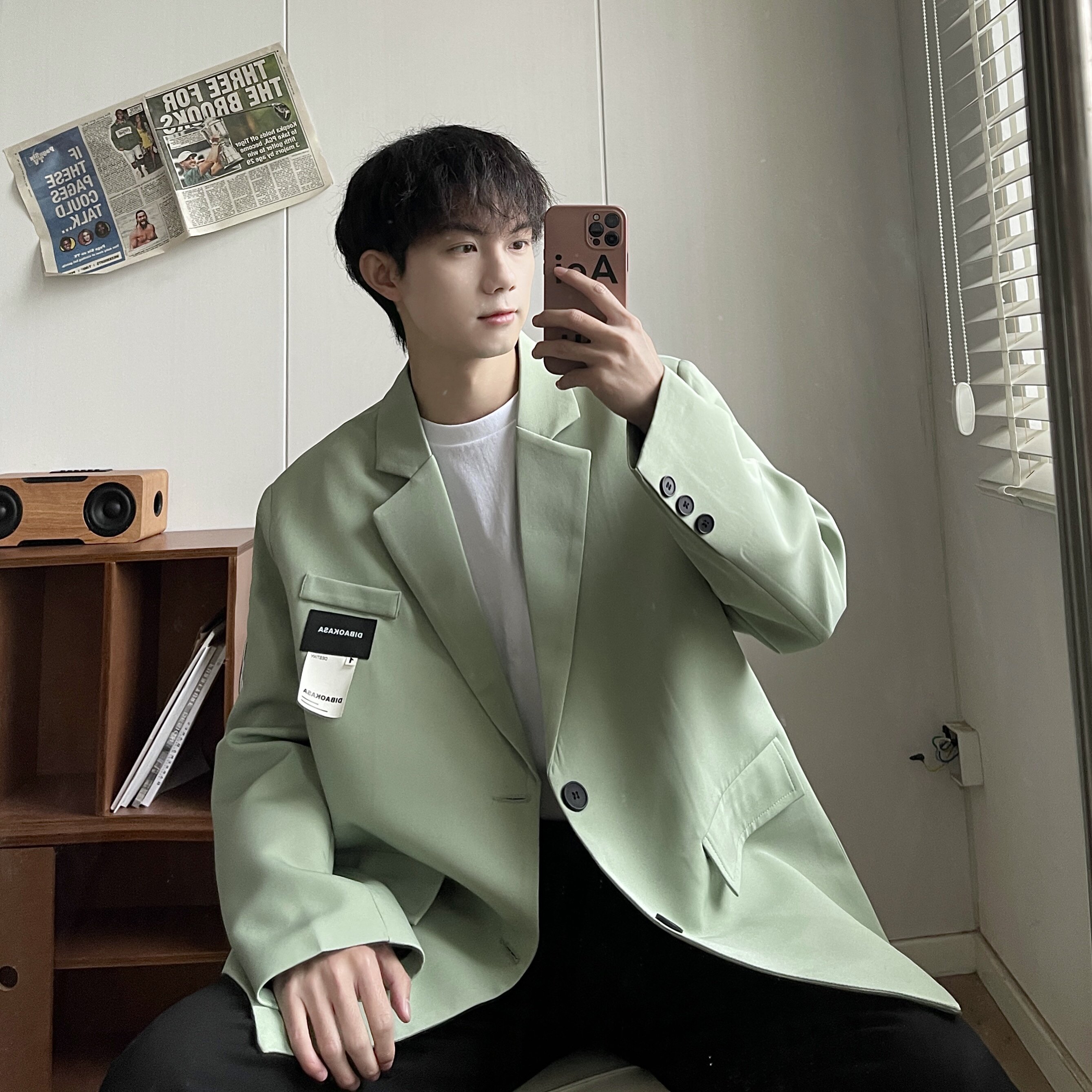 oversize黑色西装外套男春季大码潮宽松休闲痞帅小西服XF120-P95,男装西服套装,电商A152