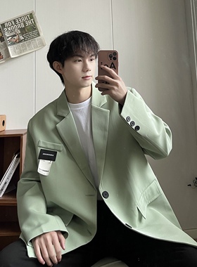 oversize黑色西装外套男春季大码潮宽松休闲痞帅小西服XF120-P95