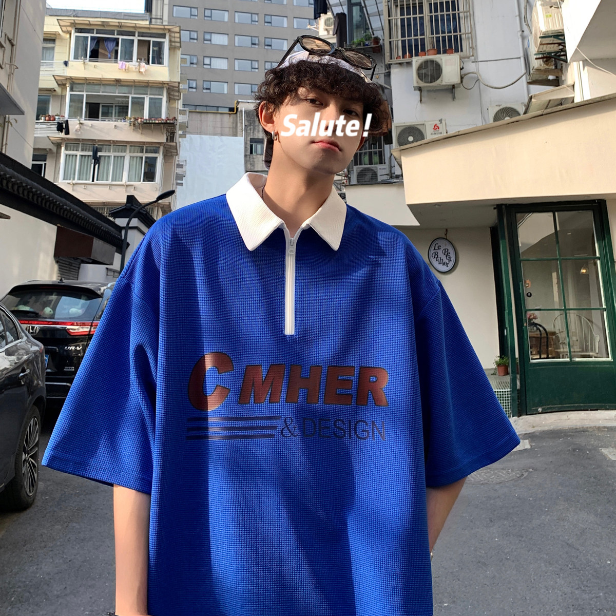 翻领polo衫短袖T恤男生夏季美式复古ins纯白半袖体恤PL03-P45,男装T恤,电商A152