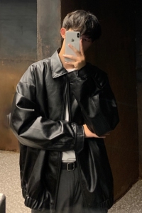 美式复古机车皮衣男西海岸oversize外套炸街夹克大码港风PY12-P95图片