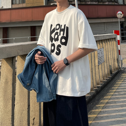 260克 T81*P38 直播款23春夏男生宽松大码印花短袖t恤M-5XL