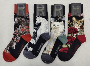 【Rola罗拉五】法国进口花卉猫咪老虎豹兔子四季中筒95.2%棉袜子