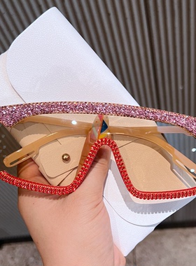 欧美复古连体镶钻太阳镜装饰眼镜