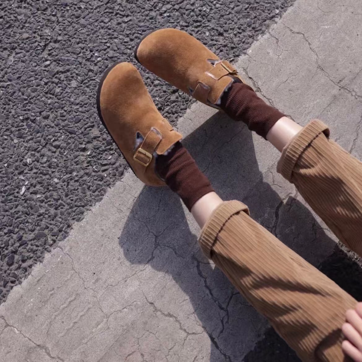 厚底勃肯鞋女外穿包头穿法式复古