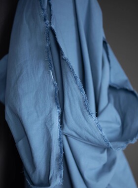 绝版10cm长价153cm宽英国Merchant阿尔菲蓝有机棉汉麻混纺布