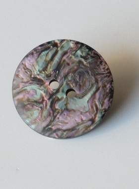 尝鲜价23mm一颗价英国Textile Garden紫绿色流动纹理黑底纽扣