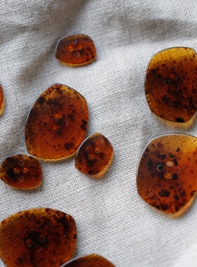 26mmx20mm 一颗价英国Textile Garden透明茶棕琥珀色纽扣