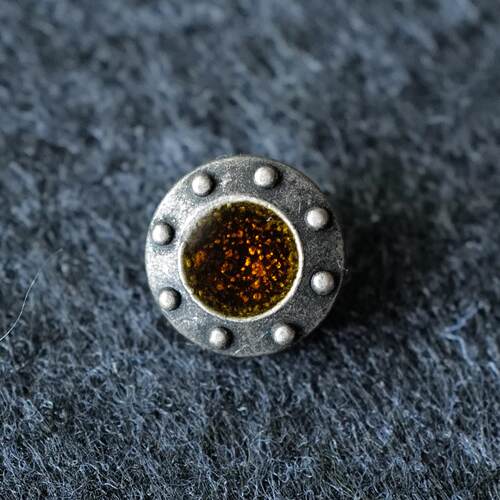 11mm多1颗价英国 Textile Garden白镴色金属气泡边琥珀色树脂纽扣