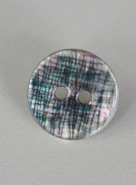 15mm一颗价英国Textile Garden光面珍珠光泽绿色素描线条贝壳纽扣