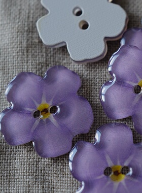 22mm一颗价格德国JIM亚克力材质光亮薰衣草紫色木槿花纽扣