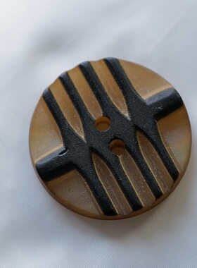 25mm一颗价英国Textile Garden微透牛皮纸棕哑光黑色凸起纹理纽扣