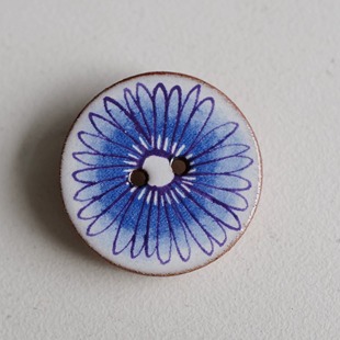 27mm一颗价格英国康沃尔STOCKWELL白底蓝色弗朗速写手工陶瓷纽扣