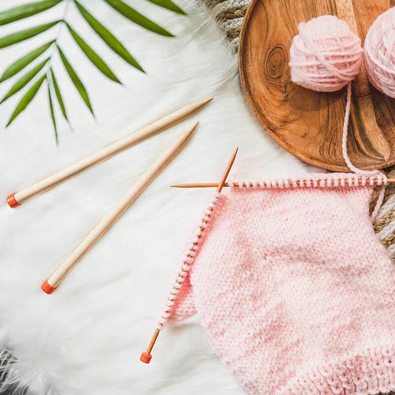 KnitPro Basix Birch 35cm 天然桦木单头直针 进口毛衣针棒针粗针