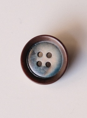 20mm一颗价英国Textile Garden棕色边中心蓝染晕色象牙棕榈