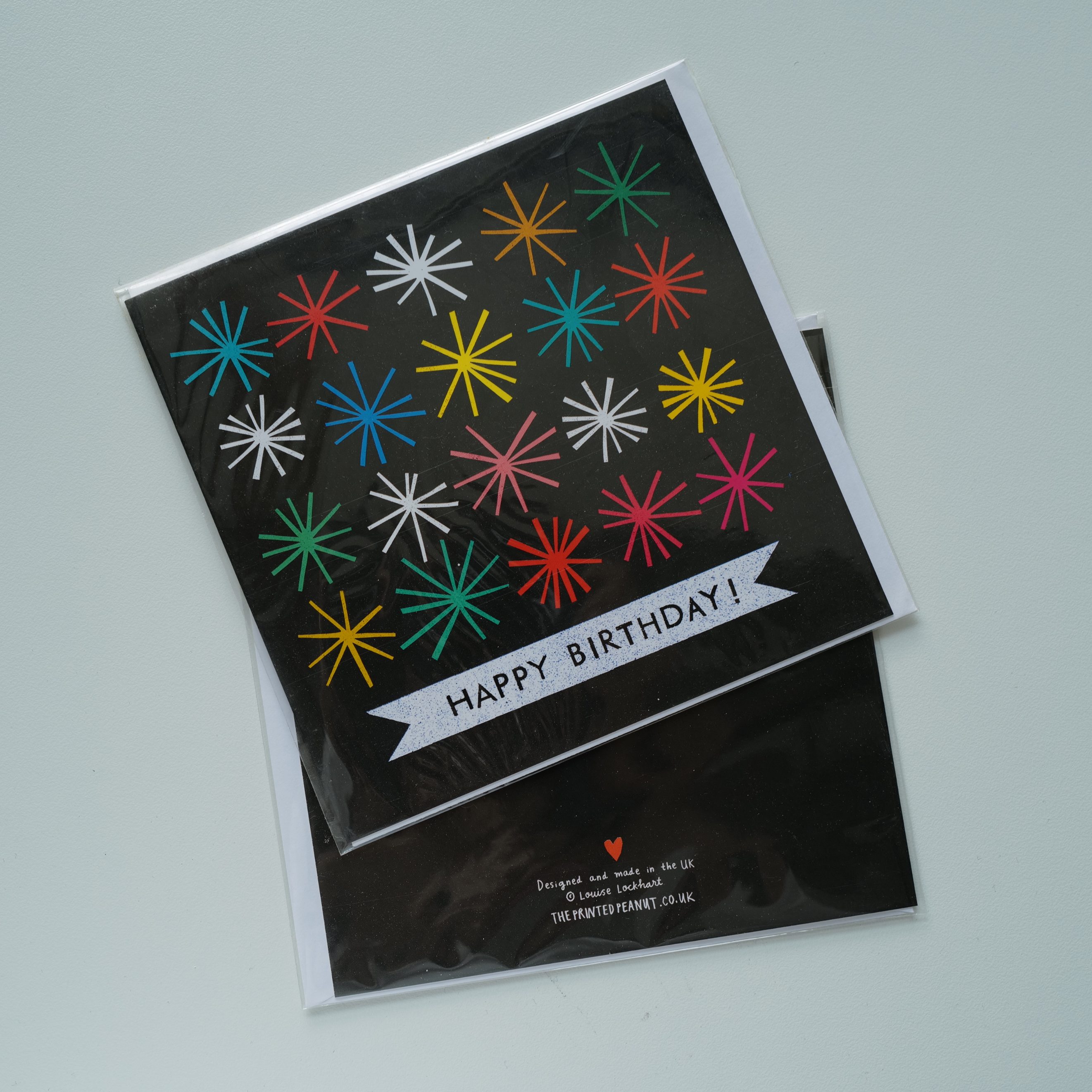 五彩烟花生日快乐贺卡