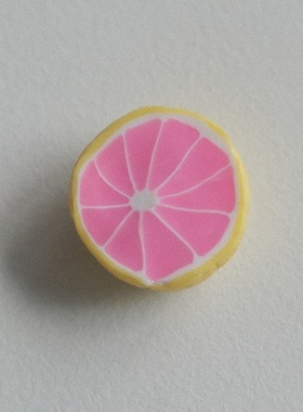 绝版15mm一颗价德国JIM黄色果皮粉色柠檬切片水果造型串珠