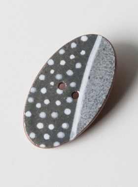 22mm×38mm一颗价英国Stockwell光亮深灰底白色波点手工陶瓷纽扣