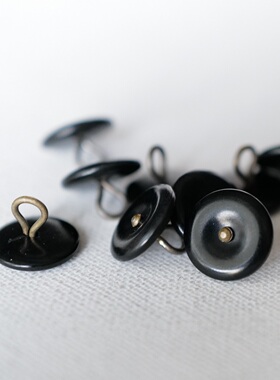 11mm1颗价 英国Textile Garden钢琴烤漆黑象牙棕榈金属柄纽扣