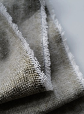 半米价 109cm宽美国Robert Kaufman艾塞克斯橄榄绿线染棉麻布