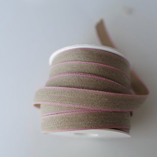11mm宽一米价格英国Textile Garden有机亚麻自然色粉红色边织带