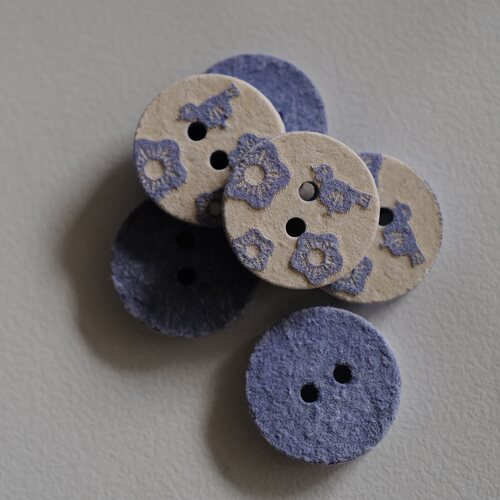 仿椰壳紫色凸出小鸟花纽扣