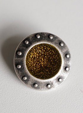 20mm一颗价英国Textile Garden白镴色金属气泡边冰晶黄色树脂纽扣