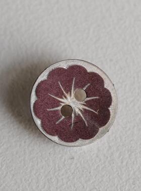 12mm一颗价英国 Textile Garden哑光暗紫色雪绒花贝壳纽扣