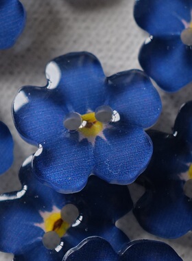 16mm一颗价格德国JIM亚克力材质光亮蓝色木槿花纽扣