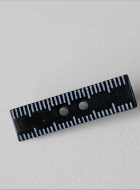 30mmx8mm一颗价 德国DILL童趣黑底白色刻度线测量尺造型纽扣