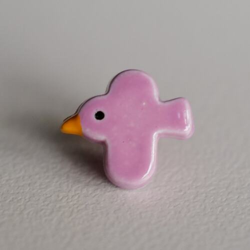 光亮玫瑰粉飞鸟造型纽扣