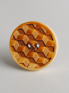 20mm一颗价格英国Textile Garden镭射3D菱形纹理木质纽扣