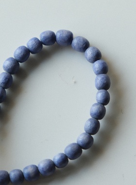 约5mm 10颗一组价 德国JIM做旧感蓝紫色染色迷你木质串珠