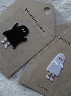 一个价日本横田黑白幽灵刺绣布贴可直接粘贴或加热贴布