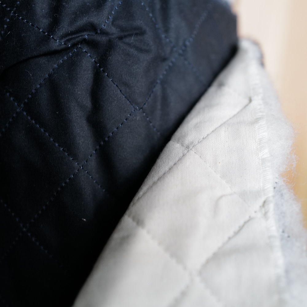 时尚橄榄绿衍缝夹棉格纹油布