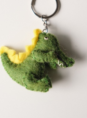 约7cm高一个价德国JIM活泼呆萌的绿色恐龙造型羊毛毡钥匙扣
