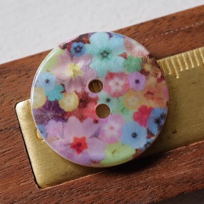 梦幻彩色花朵图案光亮贝壳纽扣