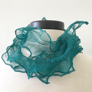 非成品不含针 HABU可佩戴的雕塑艺术漏针围巾DIY编织材料包