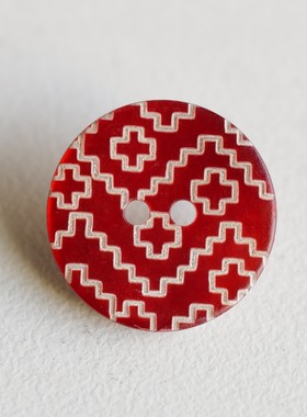 18mm一颗价英国Textile Garden缎面光泽亮红色镭射白纹理贝壳纽扣