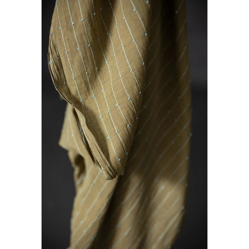 112cm宽草绿底罗勒蓝线圈棉布